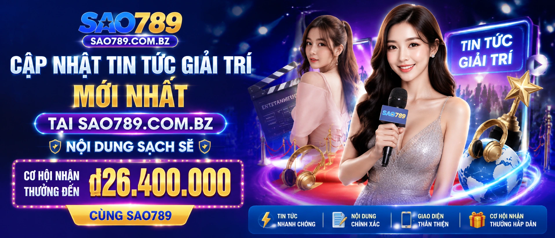 Giao diện trung tâm tin tức sao789 trên điện thoại