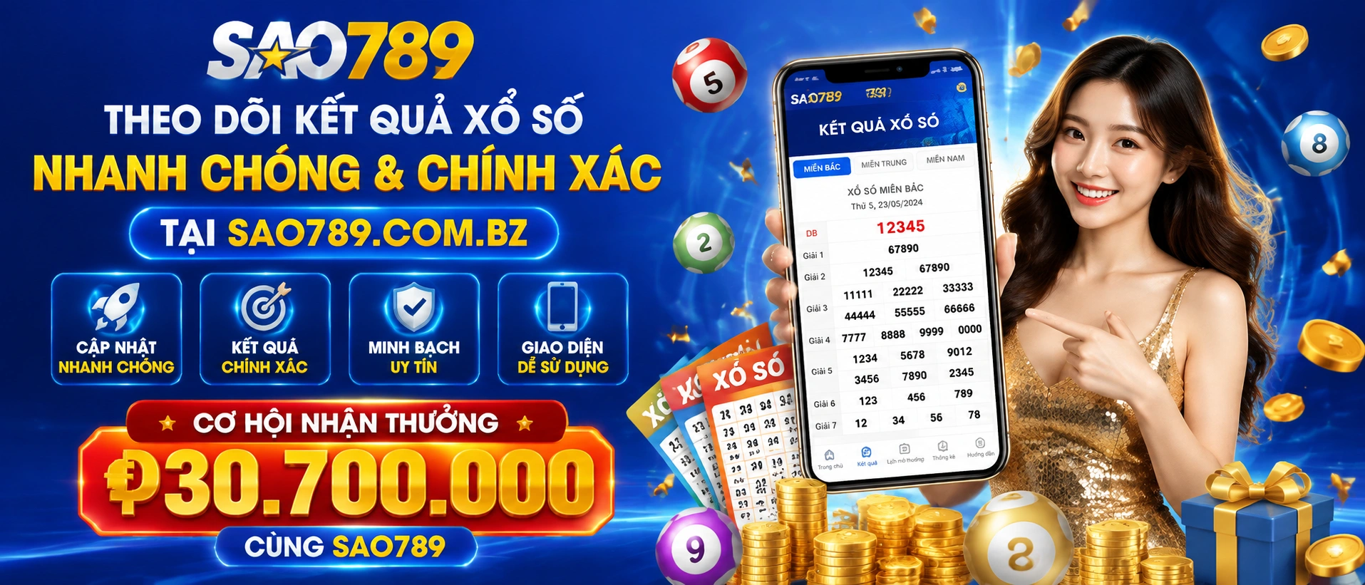 Giao diện Xổ Số SAO789 trên thiết bị di động